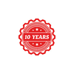 Fototapeta premium Red 10 Years Anniversary Seal Badge Design.