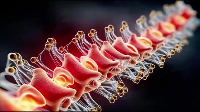 Detailed microscopic view of a cellular structure with vibrant colors and intricate details in high-resolution imaging
