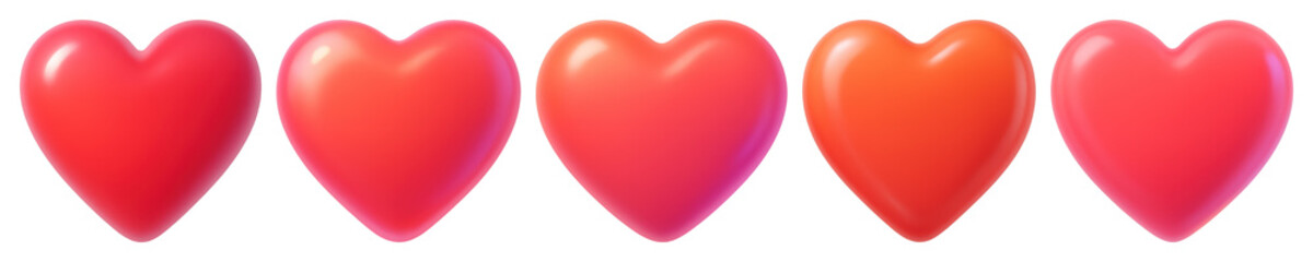PNG Vibrant glossy heart icons, transparent background