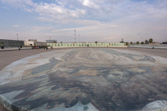 Plaza Mariana with large image at the Basilica of Our Lady of Guadalupe religious complex of Tepeyac - Mexico City, Mexico