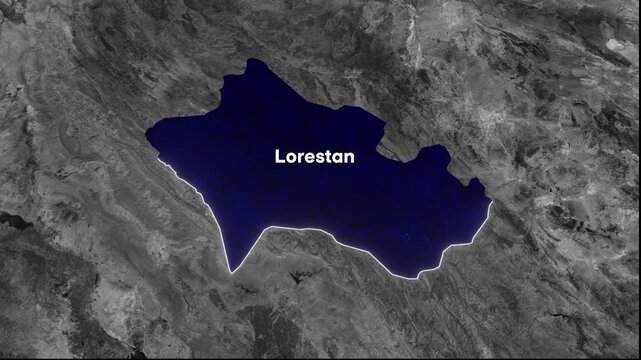 Lorestan Iran Province Satellite Map With Highlighted Border Region Animation