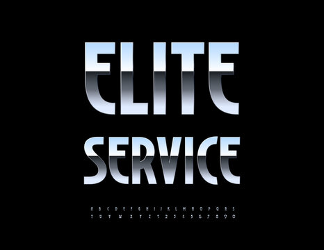 Vector Quality icon Chic Service. Elite Silver Font. Elegant set of Metallic Alphabet Letters and Numbers.