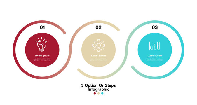 vector circular 3 point section infographic, for business information, banner, annual, web, with line icon. editable vectors