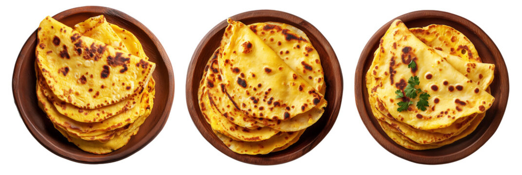 Chickpea flatbread with crispy golden brown texture isolated on white background. Concept of Argentina Faina food