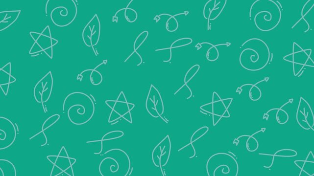 Plain green pattern perfect for natureinspired designs, featuring leaves, stars, swirls, and arrows. Suitable for backgrounds, textiles, and packaging.
