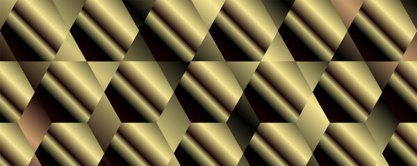 Abstract 3D Gold weave pattern on dark background. Abstract luxury golden weave pattern. Metallic weave ribbons. Golden wicker pattern.Luxury woven texture.Gold metal ornament. Vector illustration