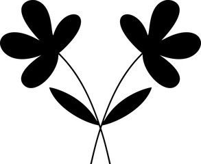 Obraz premium Floral Silhouette Icon Featuring Two Stylized Black Flowers with Crossed Stems for Decorative Design