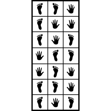 Hands Feet Hopscotch Game Template, Hand and feet play floor game, Children Coordination Exercise Grid, Printable Movement Game Worksheet