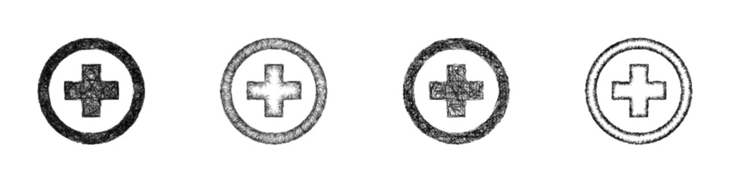 Sketch Circle Medical Cross logo design set