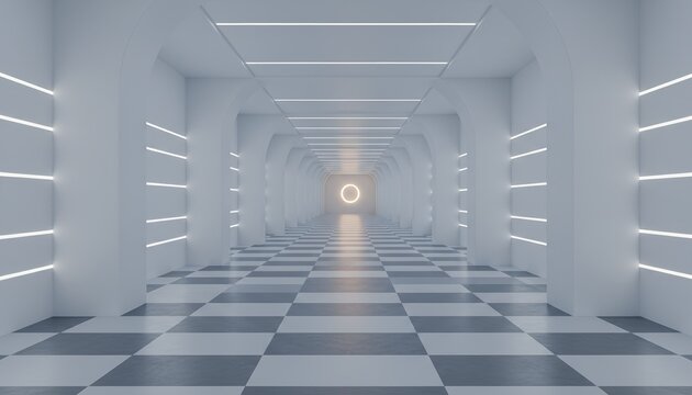 long corridor in a modern building