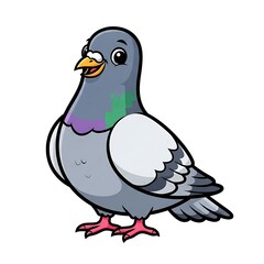 Fototapeta premium Cartoon Pigeon Bird Animal Character.