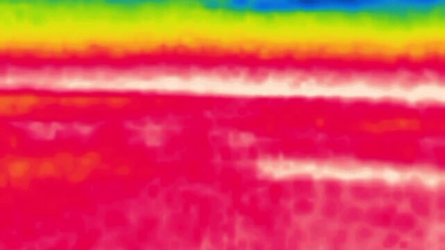 Dynamic background of red and orange expanding stripes. Image from thermal imager device.