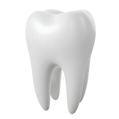 3D rendering of a clean white human tooth isolated on a white background representing dental health and oral hygiene
