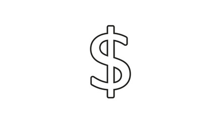 Obraz premium Large Outline Dollar Sign Icon on Isolated White Background