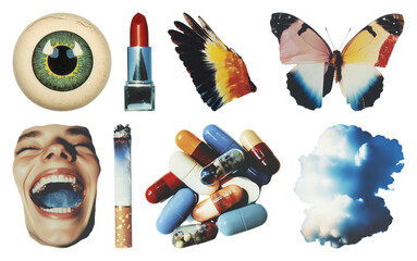 Naklejka na ściany i meble PNG Eclectic collage of surreal elements, transparent background