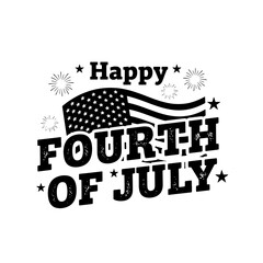 Black distressed Happy Fourth of July patriotic greeting.