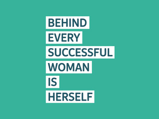 A motivational quote about a successful woman on a teal background