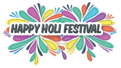 Vibrant holi festival celebration composition with colorful splashes and text