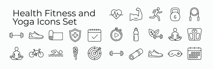 Fototapeta premium Health, Fitness, and Yoga Icons set