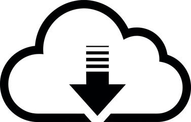 Obraz premium Black cloud download on white background symbol data 1