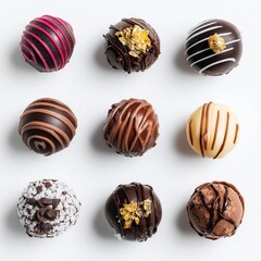 Obraz premium Assorted chocolate truffles with decorative toppings