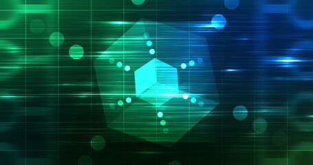 Obraz premium Hexagon moving technological grid background. Cyberspace agentic generative ai conceptual bg for data science and moving cloud world. Glowing network matrix planning and strategy focused bg.