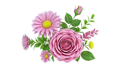 Pink floral arrangement with rose and daisies