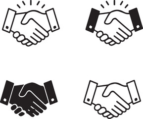 Obraz premium Outline icon depicting a handshake with a checkmark in a circle, symbolizing agreement, partnership, deal completion, 