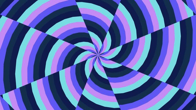 Abstract blue and purple octagonal radial spiral animation with rotating kaleidoscope motion, ideal for futuristic backgrounds, dynamic transitions, optical illusion visuals, and modern motion graphic