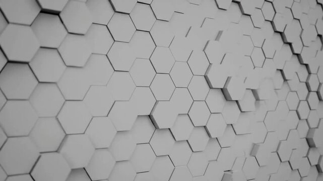White Hexagonal Pattern with 3D Effect and Geometric Shapes.