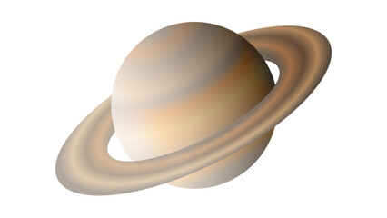 Realistic 3D Illustration of Planet Saturn with Its Iconic Rings Isolated on White Background © Andri