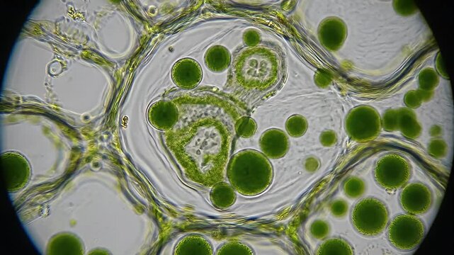 Microscopic View of Plant Cells with Chloroplasts.