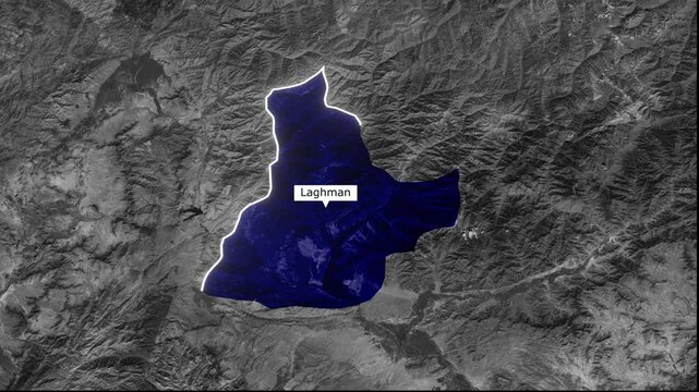 Laghman Afghanistan Province Satellite Map With Highlighted Mountain Region Animation