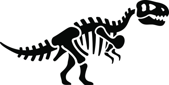 Silhouette of t rex skeleton isolated on transparent background