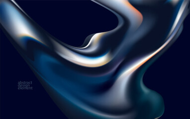 Abstract vector background of glass iridescent shape. Liquid glass wallpaper.