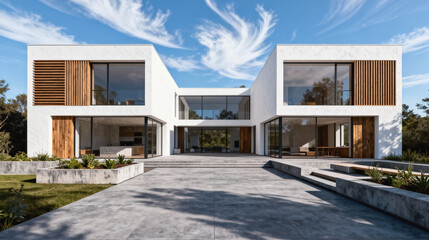 Modern Double-Story Villa with Clean Lines and Natural Light