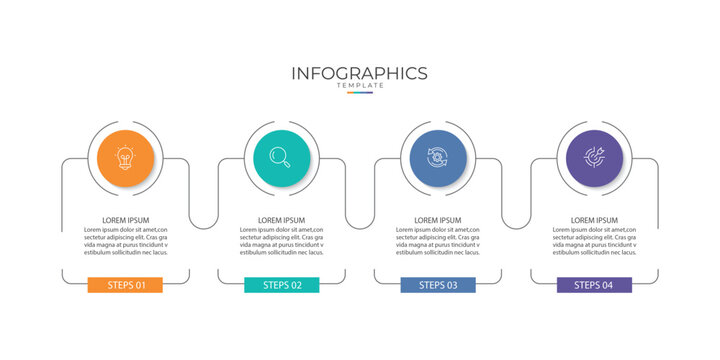 Business infographic template. 4 Step timeline journey. Process diagram, Infograph elements vector illustration.