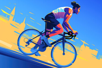 Obraz premium Professional Male Cyclist in Competitive Race Illustration