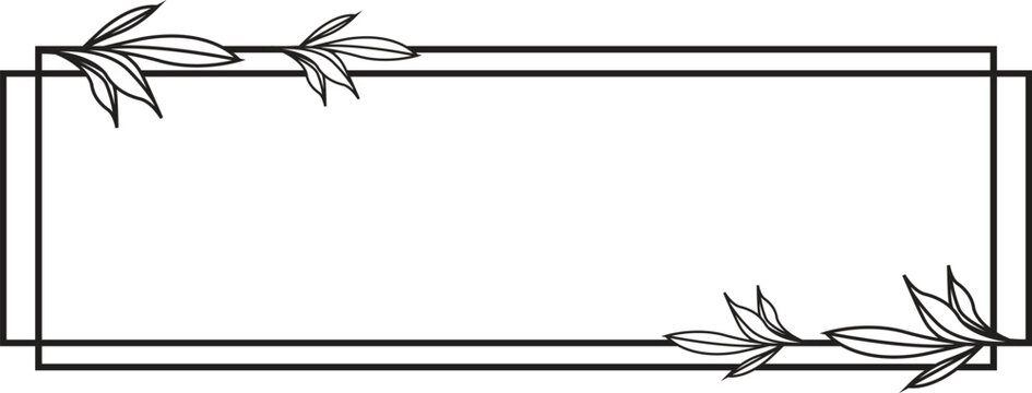 Set of elegant floral logo elements. Borders and dividers, frame corners and branch. Boho Hand drawn line wedding herb, leaves for invitation save the date card.