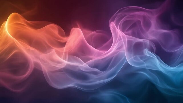 Vibrant colorful smoke waves motion video footage with orange pink purple hues