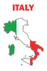 Italy Flag inside map. Element for economy, geography, politic, business, education and traveling theme.
