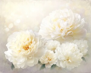 Elegant Cream Peonies Bouquet With Soft Light