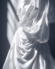 White Draped Fabric Detail With Sunlight