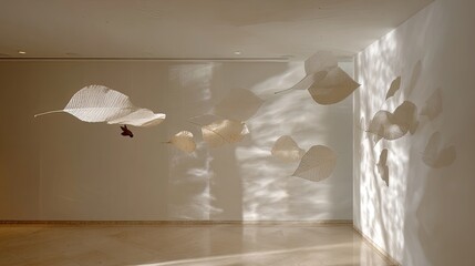 Abstract Paper Installation With Soft Lighting