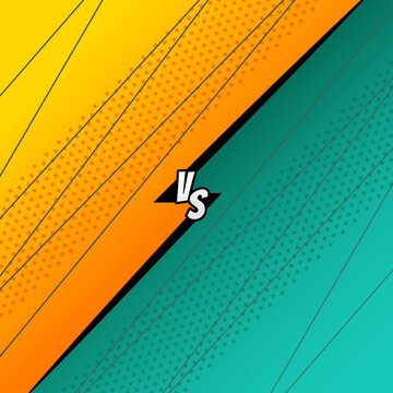 Dynamic pop art versus background with diagonal split, halftone dots, and bold colors, perfect for battle screens, comparison designs, games, posters, and digital content.