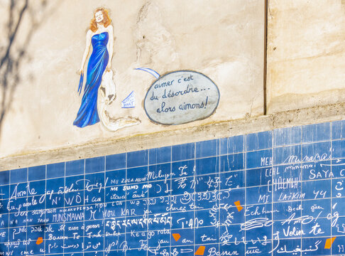 Wall of Love in Montmartre, Paris, France