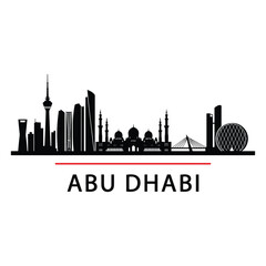 A striking black silhouette of abu dhabi s skyline with red accent © jasminartist