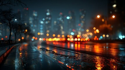 Abstract city night lights with circular bokeh images