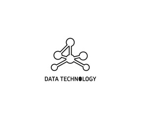 Abstract data technology logo on black background