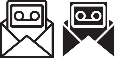 Voicemail icon. Black line art vector logo set. voicemail vector outline symbol for apps, websites,